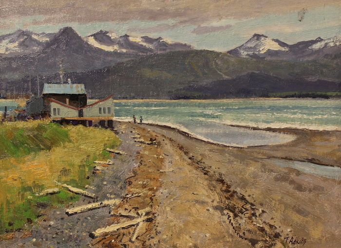 Thomas Adkins, "End of the Spit - Homer Alaska", oil, $950