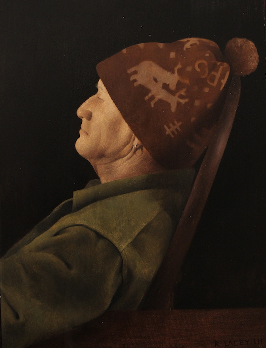 Rick Lacey III, "The Man on a Hill", oil, $8,000 PRIZE WINNER “The narrative goes beyond a masterful skillset. The figure is illuminated from a light source outside of the picture plane, appearing to be daydreaming of grander places”.