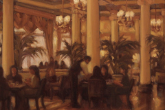 Sarah Stifler Lucas, "High Tea at the Empress Hotel", oil, $1,500