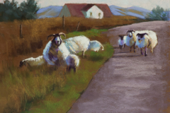 Jane Penfield, "Traffic Jam on the A849", pastel, $750