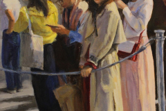 Laurie Pribble, "On Line at the Louvre", oil, $1,800