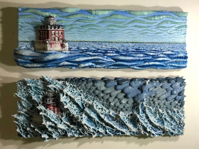 Collins_Robin_The-New-London-Ledge-Lighthouse_Marble-and-Acrylic_21x31x4_3000