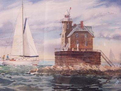 Lou Bonamarte, Passing Race Rock, watercolor