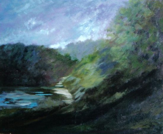 Karen Maynard, Moonlit Hillside, Oil, 16 x 20