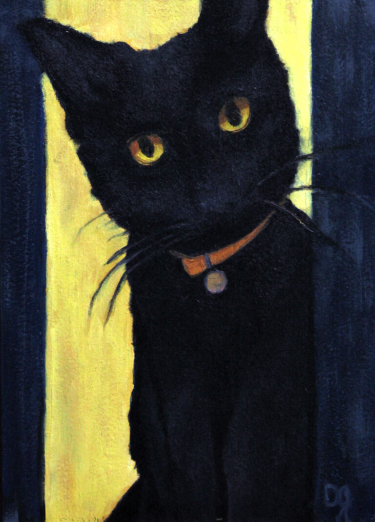 Debbi Goodman, Black Cat, oil, 5x7