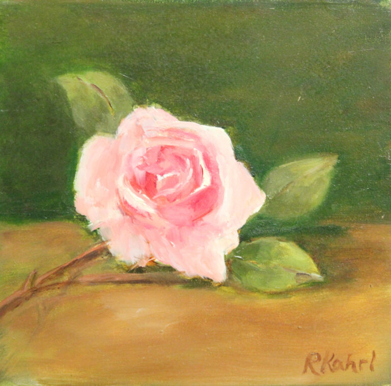 Randie Kahrl, Pink Rose, oil, 6x6
