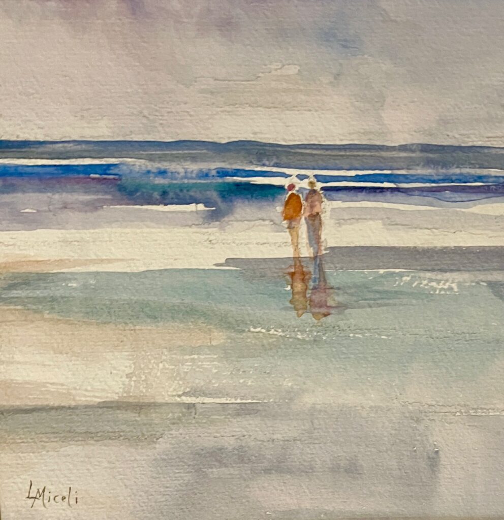Lisa Miceli, "A walk at the Beach", wc
