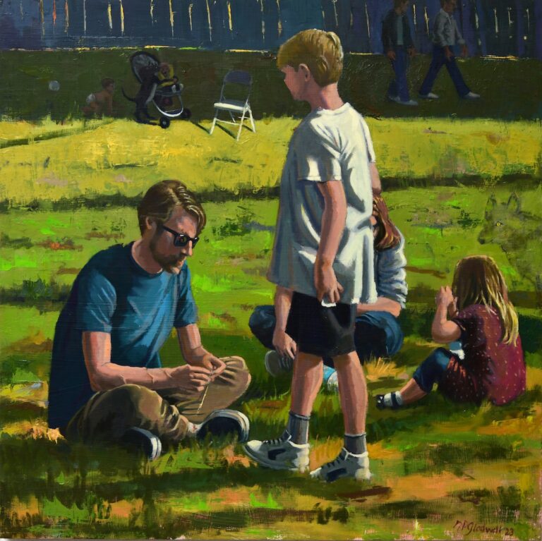 Nancy Gladwell, "Family Time", oil on panel