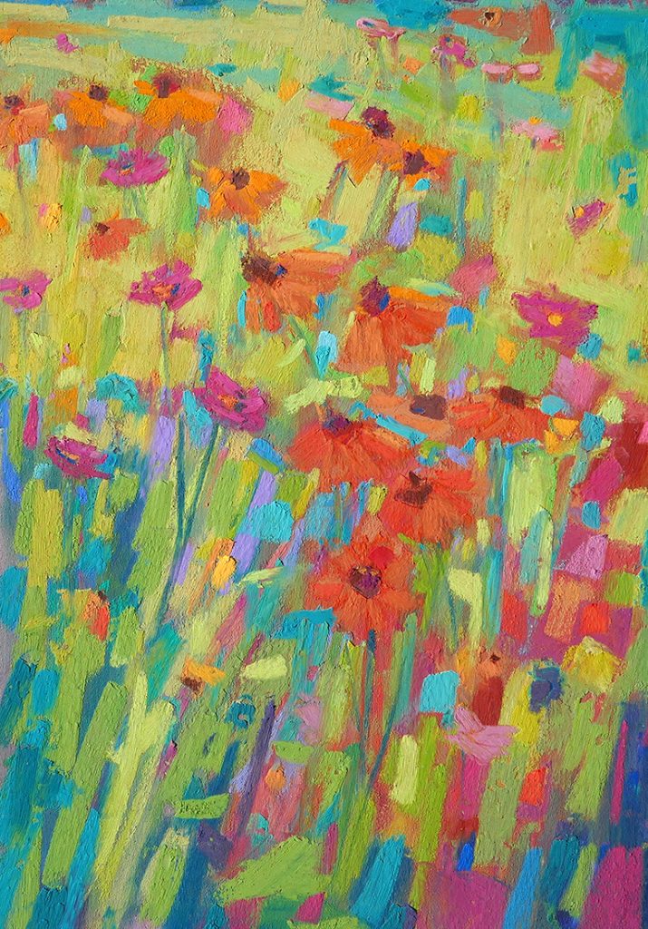 Diana Rogers, "Tithonia and Zinnias, Autumn Garden", pastel