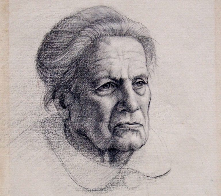 Nancy Gladwell Face of a woman, pencil & charcoal
