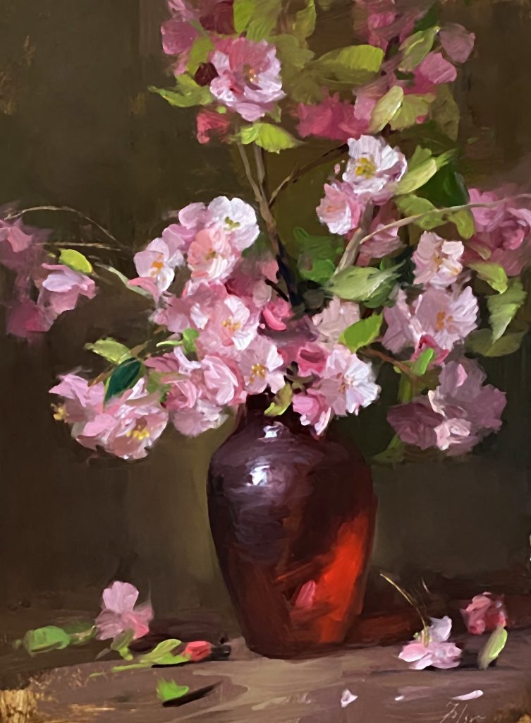 Ruby Red and Pink Cherry Blossoms - 16x12 panel