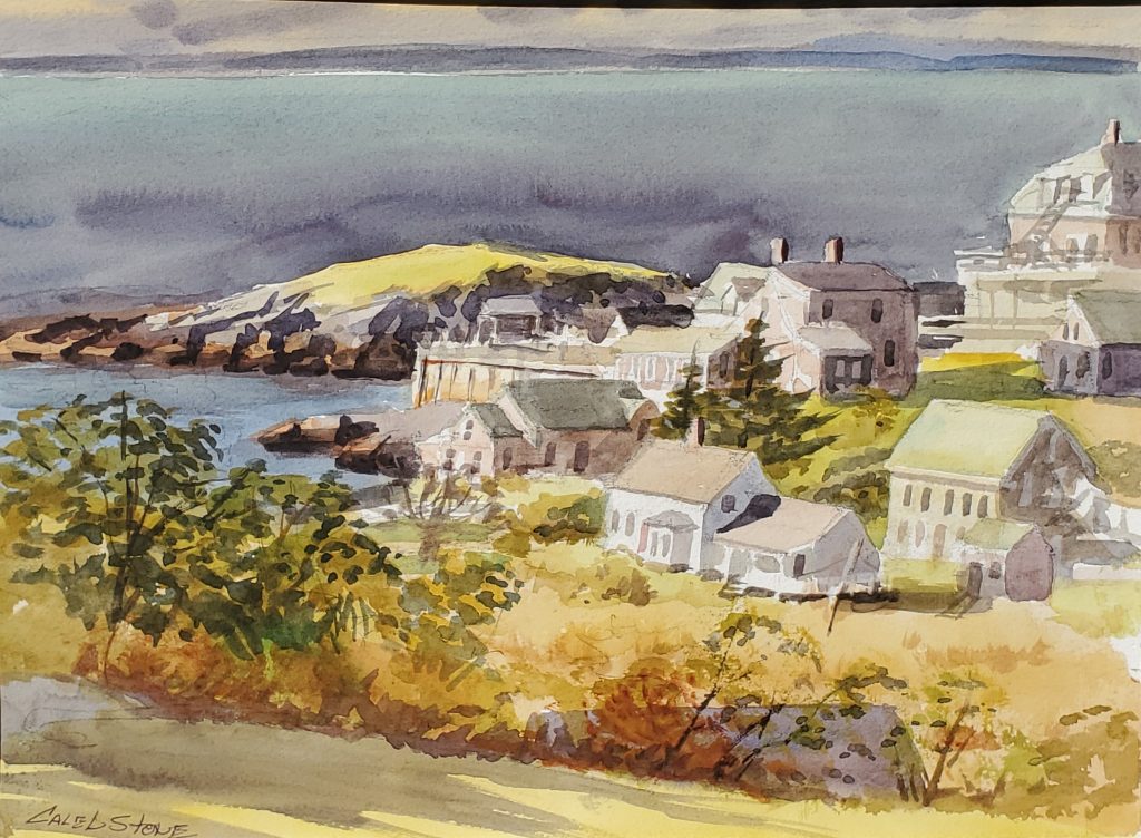 Caleb Stone, Late Afternoon Monhegan Island, Watercolor, 11x15 inches, $1600