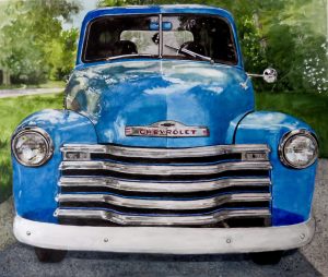 Jeanne Carol Potter Blue Chevrolet in Landscape