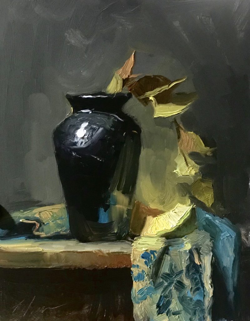 Kelli Folsom Cantaloupe-and-Black-Vase