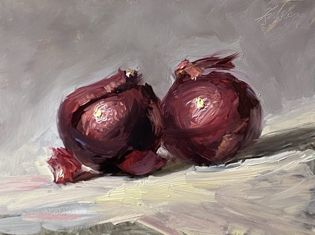 Kelli Folsom Purple-Onions-10x8-Oil-on-Panel-scaled