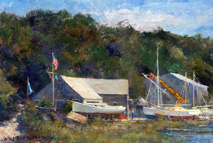 William Duffy Arey's Pond Boat Yard Field Study 8 x12 oil William P. Duffy