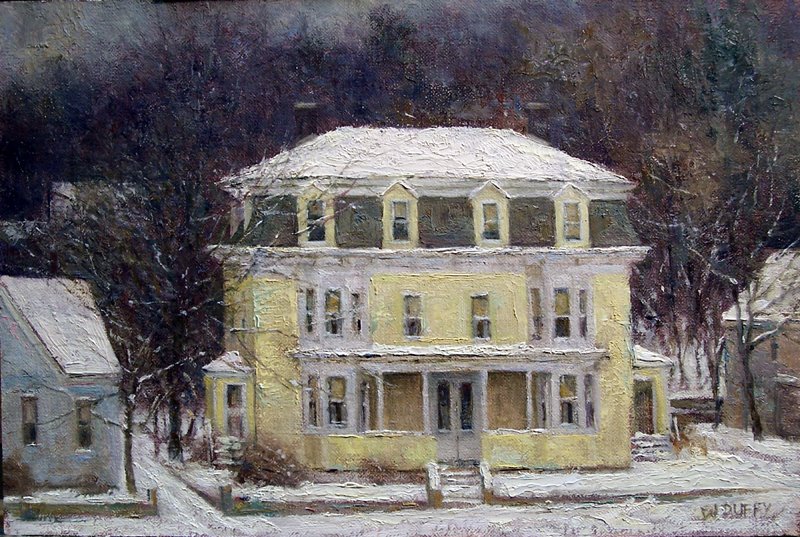 William Duffy yellow house in winter