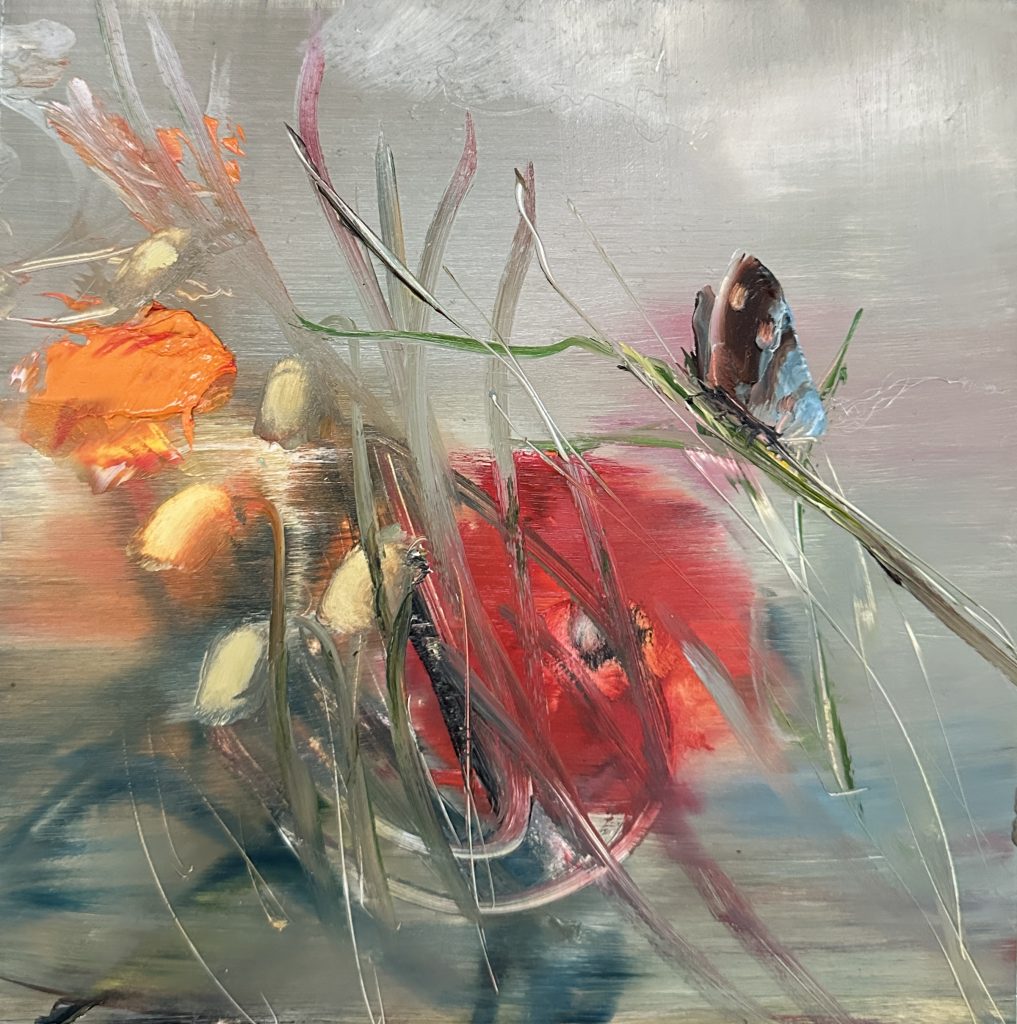 Karen Ponelli, Garden Poppies, oil, 8x8 inches, $295