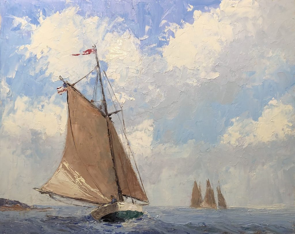 Catching Up, Oil on panel, Howard Park