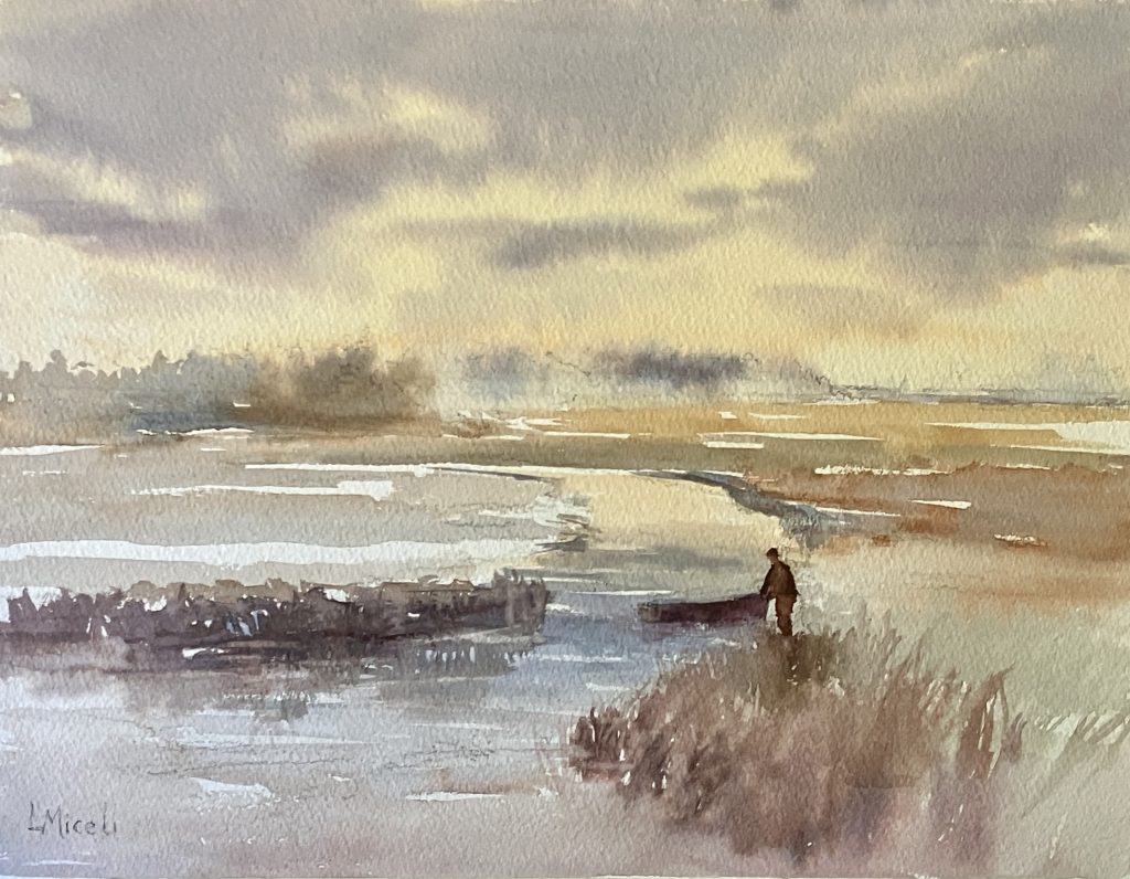 Lisa Miceli, Light at the Marsh, watercolor