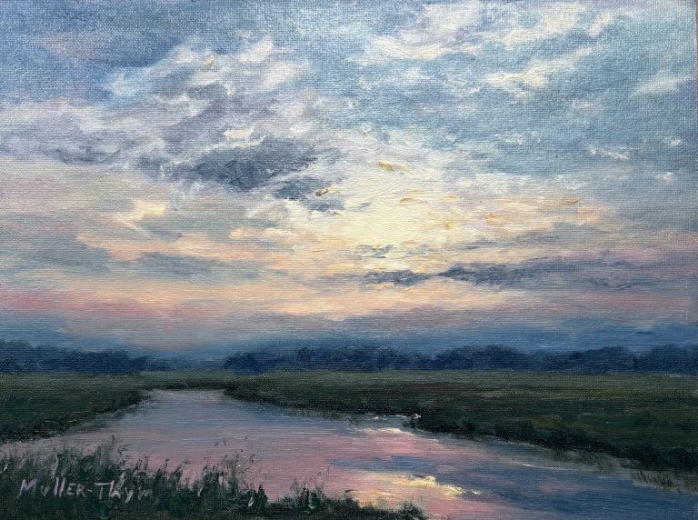 Kim Muller-Thym, In Flux, Oil on Panel, 9x12 inches, $1000