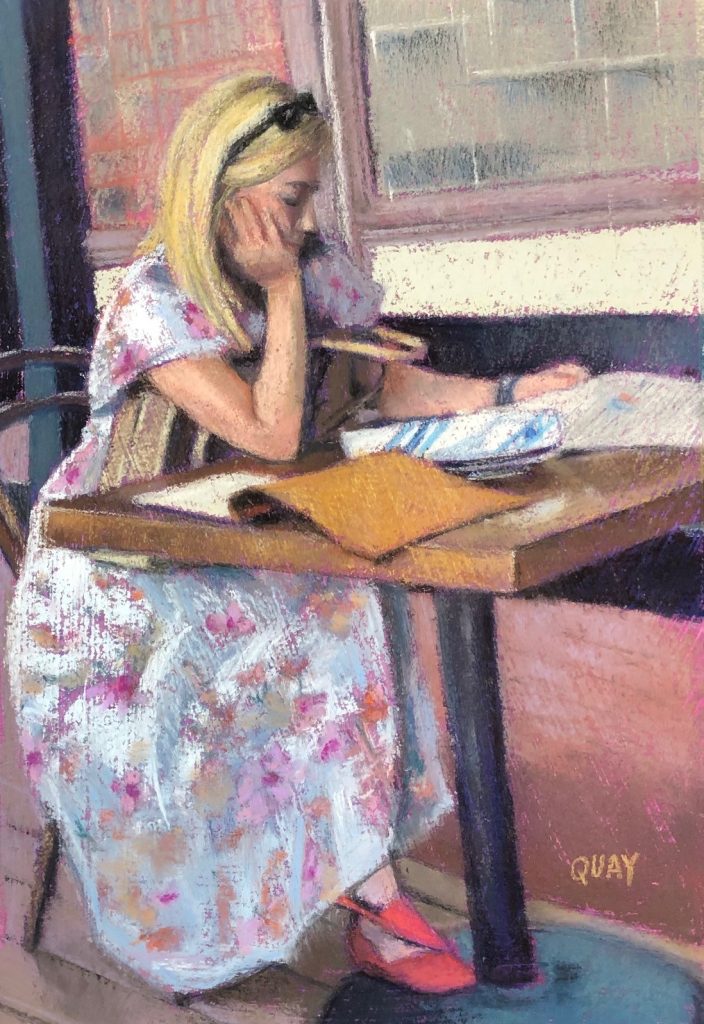 Heather Quay, Table for One, Pastel, 10.5x7 inches, $475